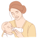 Pediatrician advising a parent about infant feeding, emphasizing breast milk or formula before introducing solid foods around 6 months.