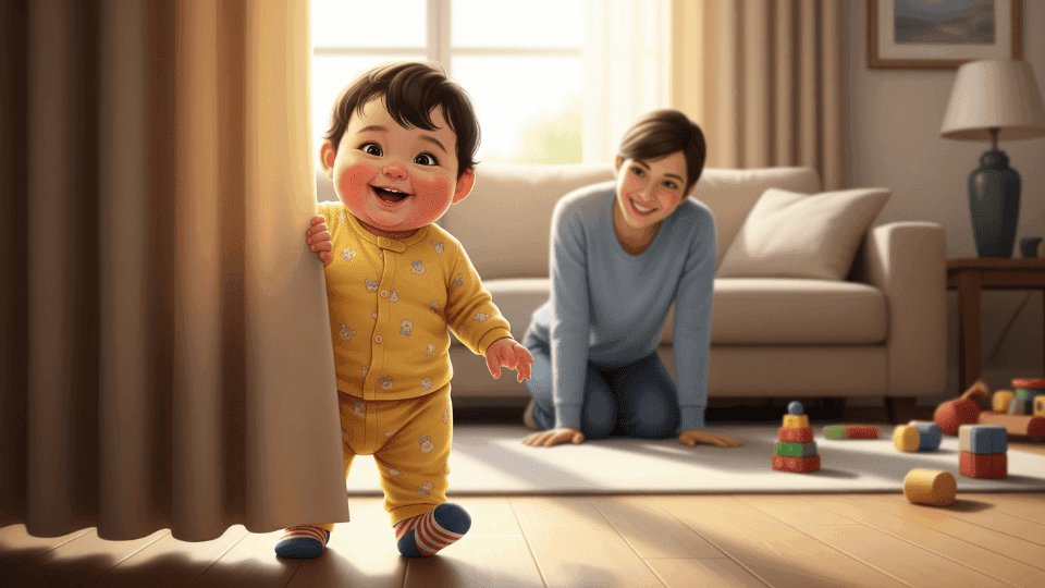 Toddlers playing hide and seek