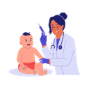 Pediatrician giving a baby a vaccination shot, representing the importance of immunizations for protecting infant health.