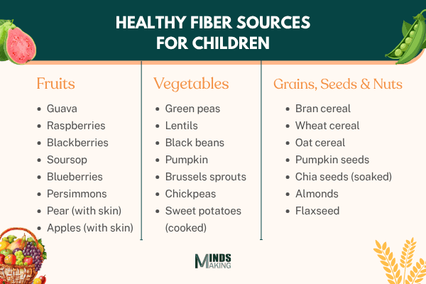 An illustration of healthy Fiber Sources for Children