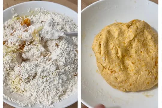 Kneaded dough in a bowl