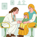 Parent talking with a pediatrician during a baby’s checkup, discussing feeding, sleep routines, and developmental milestones.