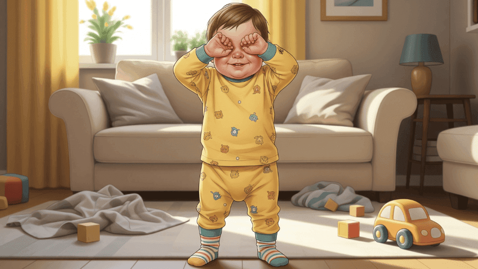 Toddlers playing hide and seek