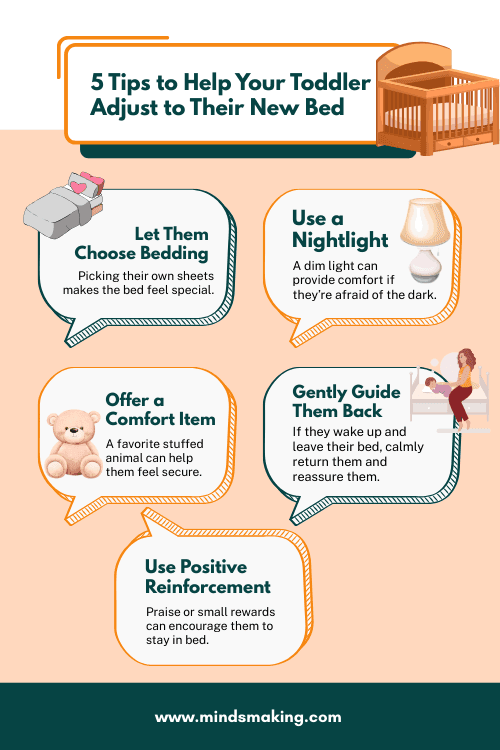 Five helpful tips for toddlers adapting to a new bed.