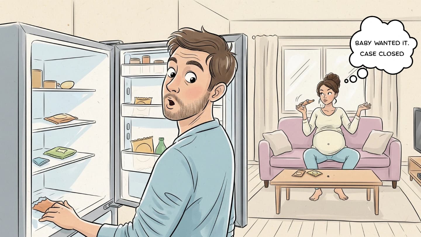 Relatable maternity meme about always being hungry and eating for two