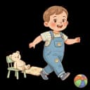 "20-month-old toddler walking confidently and running, showing growing balance, coordination, and independence."