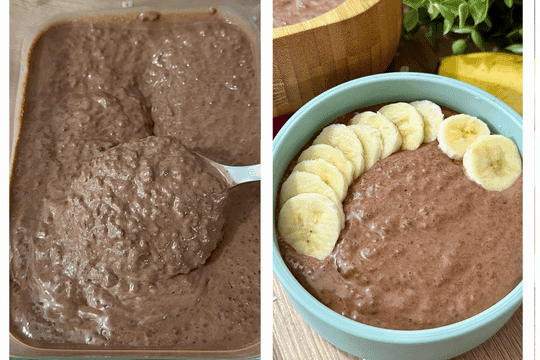 a bowl of Chocolate smoothie chia pudding