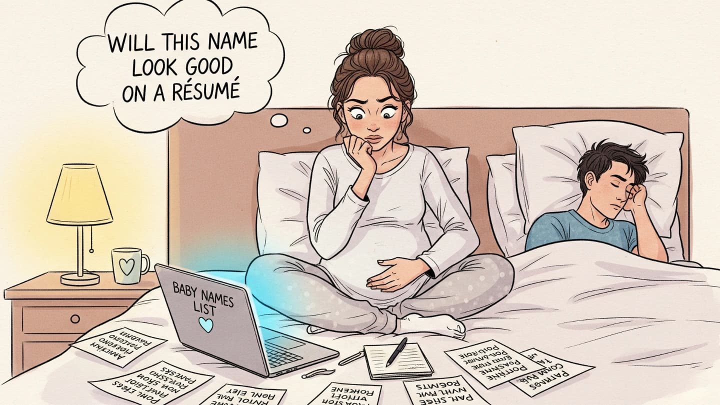 Pregnancy meme about the struggle of picking the perfect baby name
