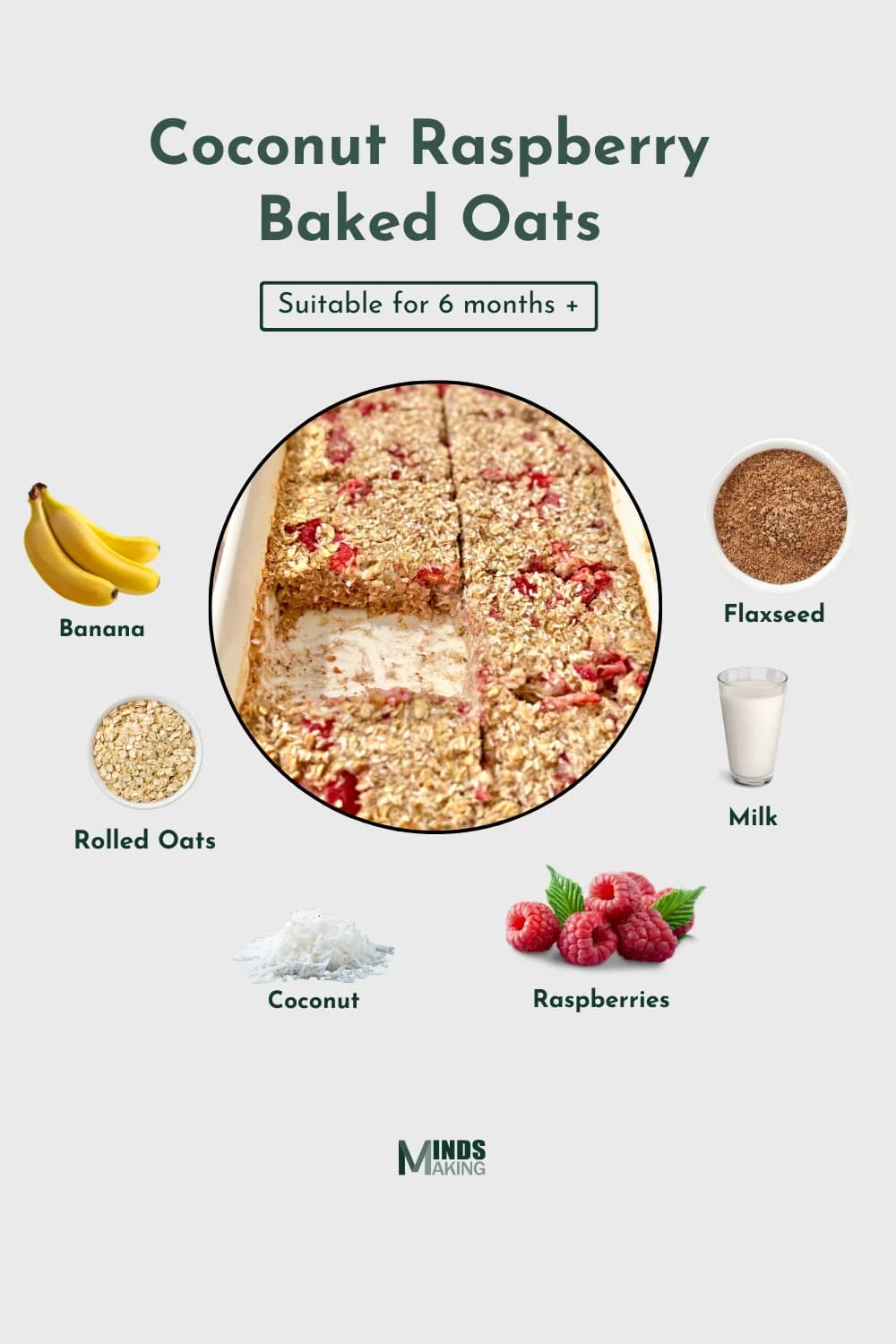 Coconut raspberry baked oats ingredients.