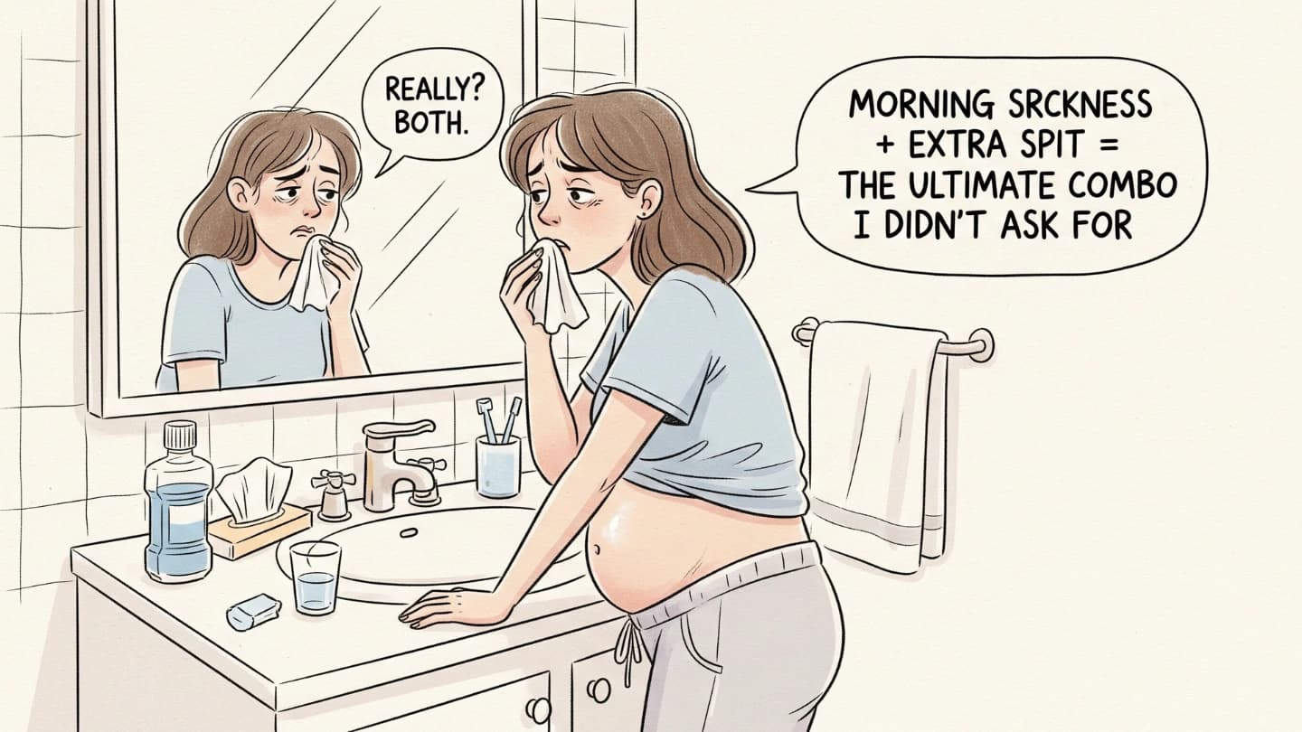 Pregnancy meme about spitting and morning sickness