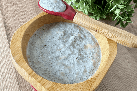 Chia pudding served in a bowl