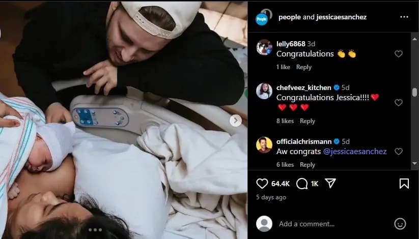 Jessica Sanchez smiles warmly while holding her newborn, as fans shower her with love and congratulations following her America’s Got Talent victory and the birth of her first baby.