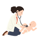 Pediatrician measuring a 4-month-old baby’s growth and checking motor skills during a routine check-up.