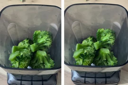 Steaming or boiling broccoli florets until soft—preparing for creamy avocado broccoli pasta.