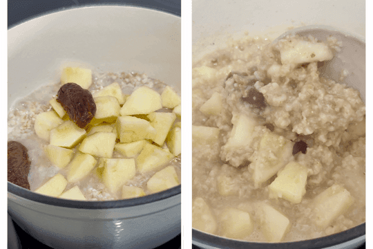 oats, chopped apples, and pitted dates
