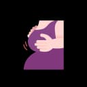 "Illustration of a pregnant woman holding her breast, showing breast changes during pregnancy"