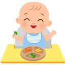 A 9-month-old baby practicing the pincer grasp by picking up a small piece of food between their thumb and forefinger, showing early fine motor skill development during self-feeding.