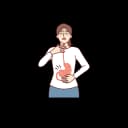 "Illustration of pregnancy-related heartburn and constipation showing acid reflux in esophagus and blocked intestines"