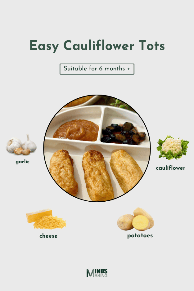 A list of ingredients for preparing cauliflower tots