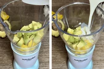 Mango and Avocado Puree recipe for babies 6 months and older, made with ingredients like: mango and avocado. A healthy and easy-to-make nutritious homemade baby food recipe designed by MindsMaking.