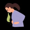 "Pregnant woman feeling nauseous and covering her mouth due to heightened sensitivity to smell during early pregnancy"