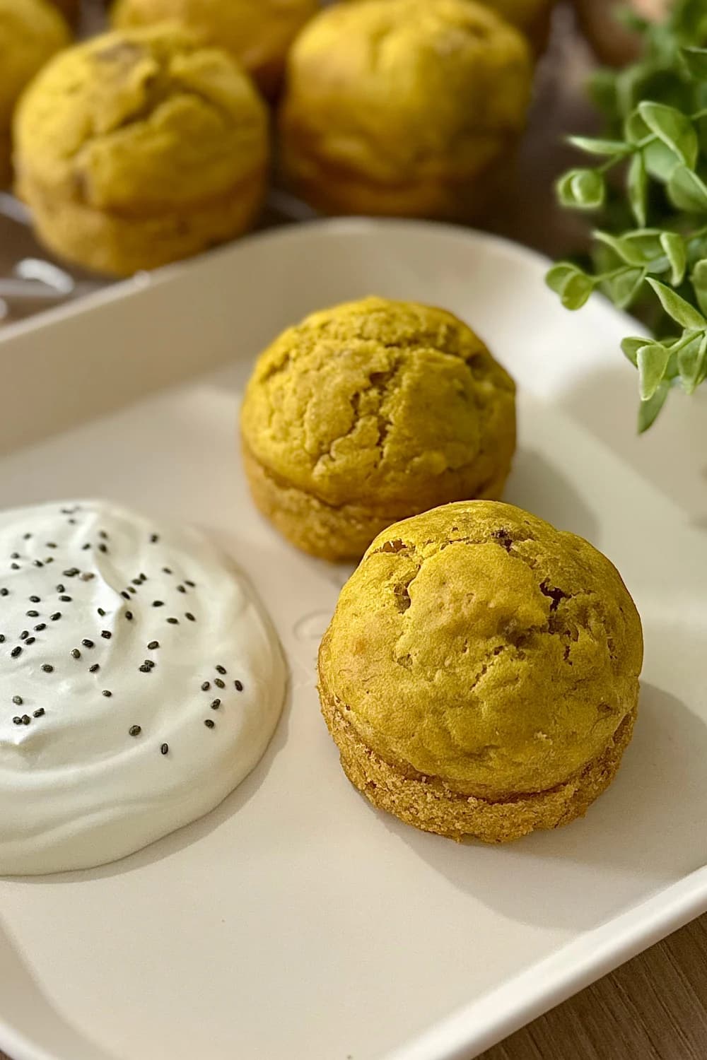 "Butternut squash muffins with yogurt and chia seeds. Healthy baby-led weaning snack."