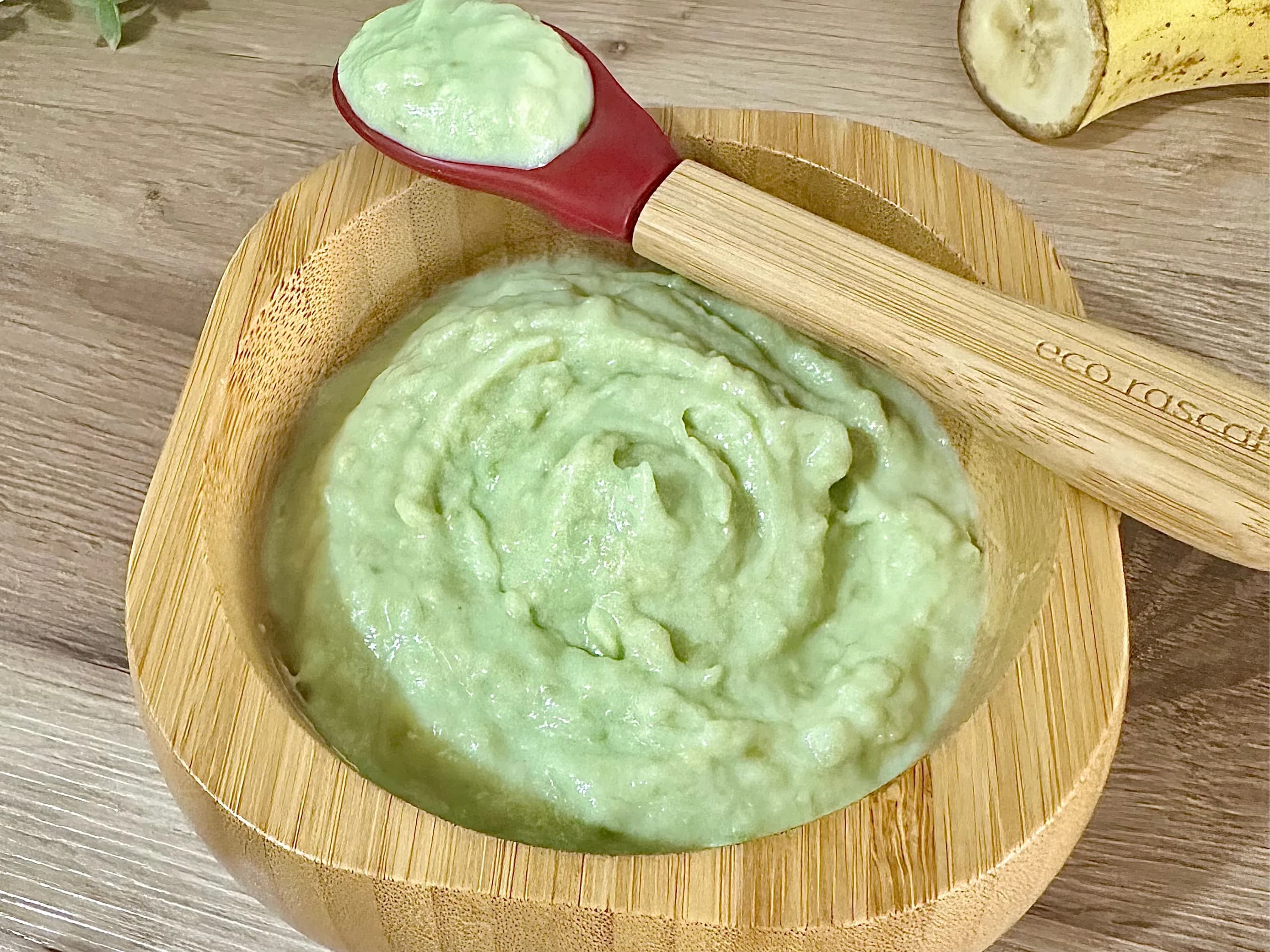 plain yoghurt with the mashed avocado and banana