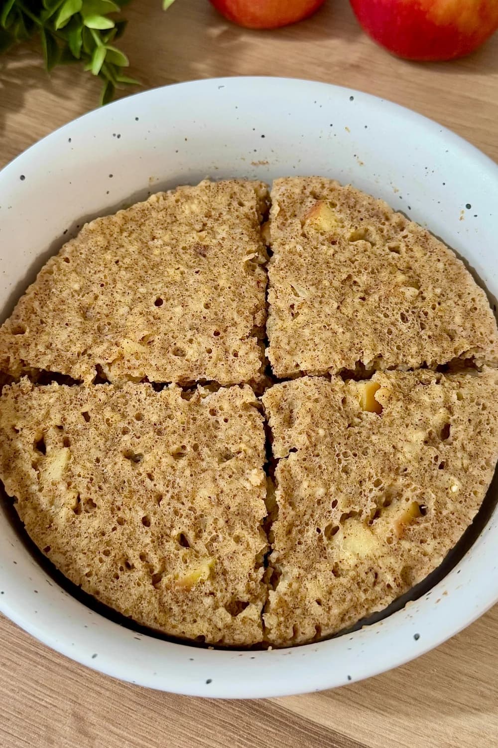 A moist and fluffy apple oats cake made with natural ingredients, offering a nutritious and delicious treat for all ages.